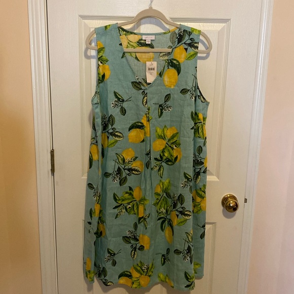 J Jill Love Linen Lemon 🍋 Print Dress - Picture 3 of 7